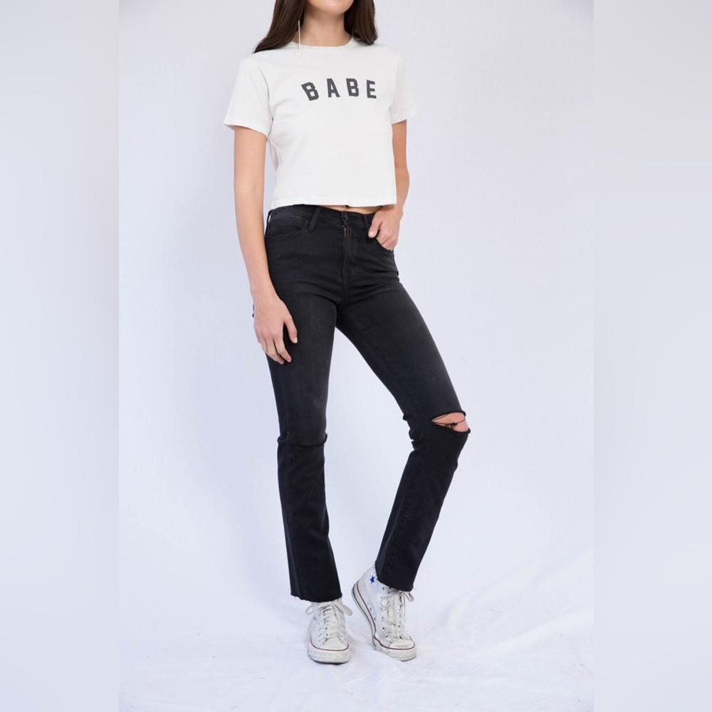 Frame Denim Le High Straight Row Edge in Molony Jeans